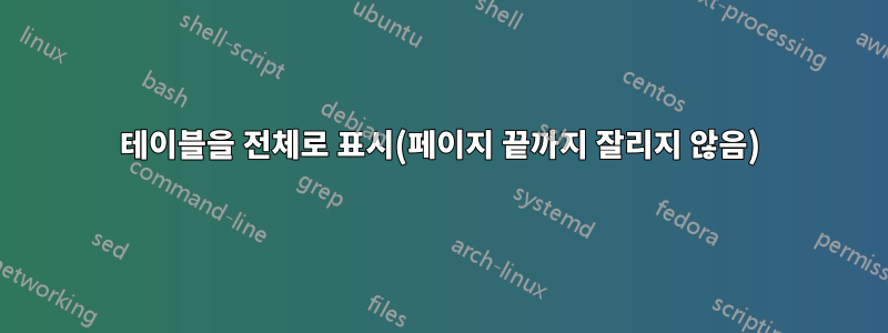 테이블을 전체로 표시(페이지 끝까지 잘리지 않음)