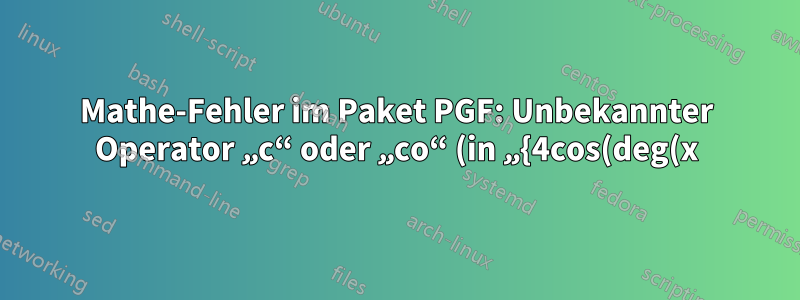 Mathe-Fehler im Paket PGF: Unbekannter Operator „c“ oder „co“ (in „{4cos(deg(x))}“)