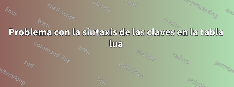 Problema con la sintaxis de las claves en la tabla lua