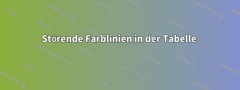 Störende Farblinien in der Tabelle