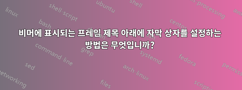 비머에 표시되는 프레임 제목 아래에 자막 상자를 설정하는 방법은 무엇입니까?