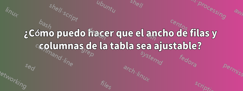 ¿Cómo puedo hacer que el ancho de filas y columnas de la tabla sea ajustable?