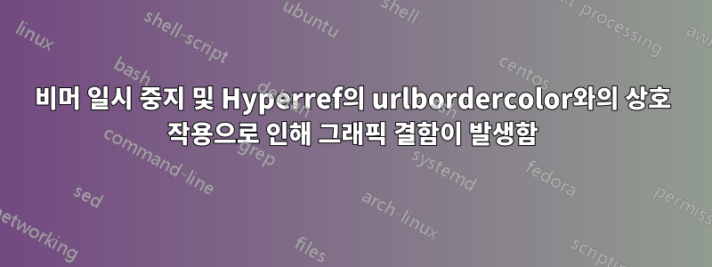 비머 일시 중지 및 Hyperref의 urlbordercolor와의 상호 작용으로 인해 그래픽 결함이 발생함