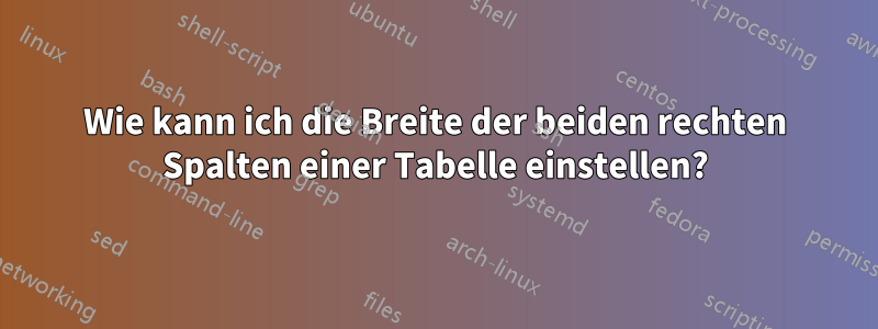 Wie kann ich die Breite der beiden rechten Spalten einer Tabelle einstellen?