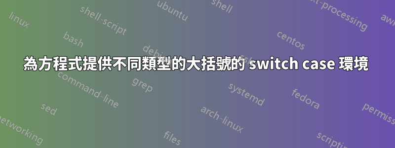 為方程式提供不同類型的大括號的 switch case 環境