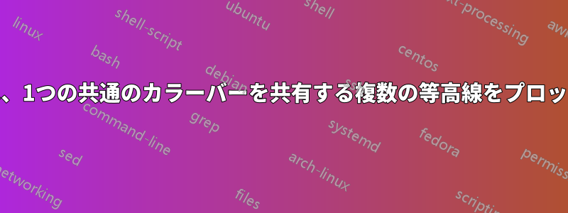 Pgfplotsは、1つの共通のカラーバーを共有する複数の等高線をプロットします。