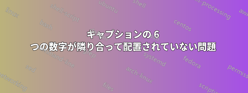 キャプションの 6 つの数字が隣り合って配置されていない問題