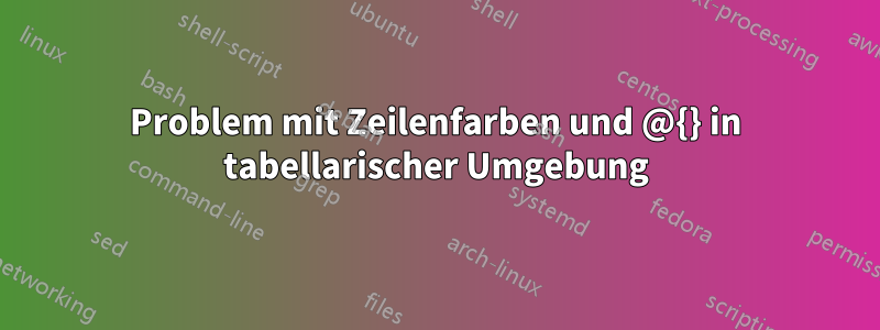 Problem mit Zeilenfarben und @{} in tabellarischer Umgebung