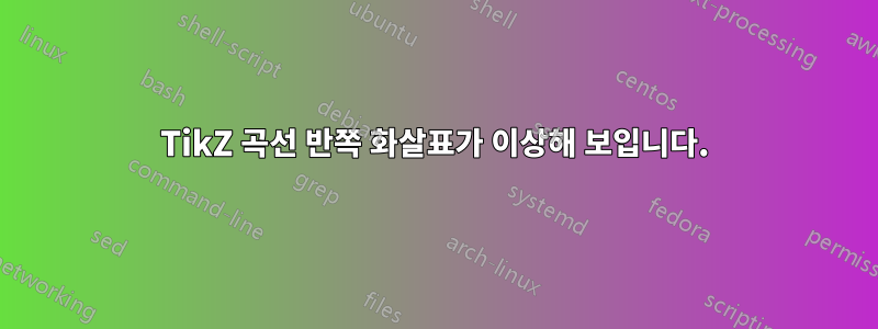 TikZ 곡선 반쪽 화살표가 이상해 보입니다.