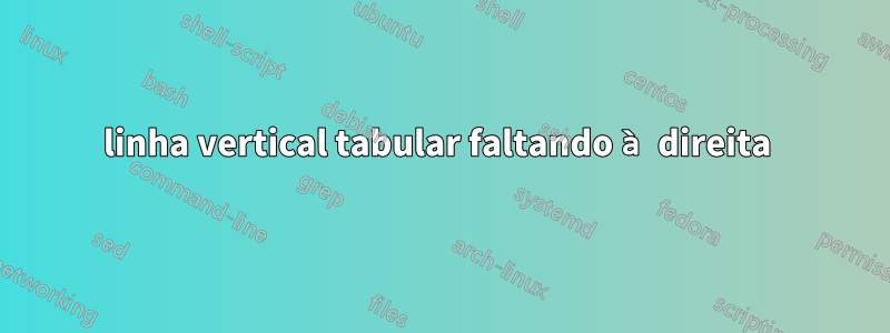 linha vertical tabular faltando à direita 