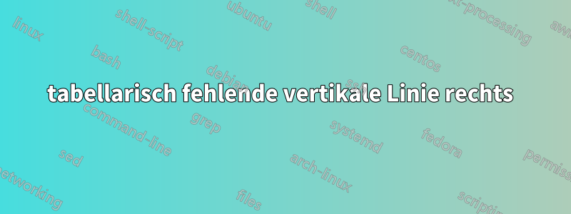 tabellarisch fehlende vertikale Linie rechts 