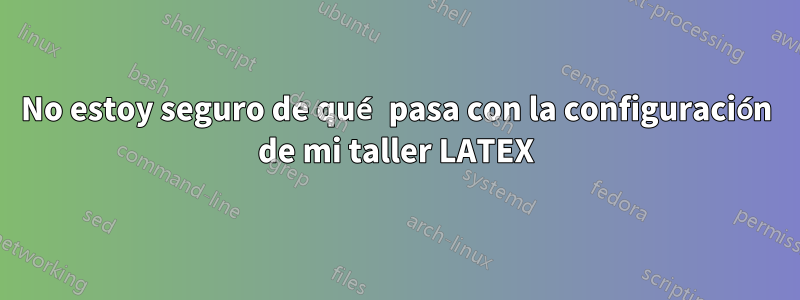 No estoy seguro de qué pasa con la configuración de mi taller LATEX