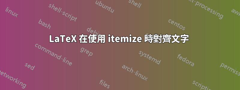 LaTeX 在使用 itemize 時對齊文字