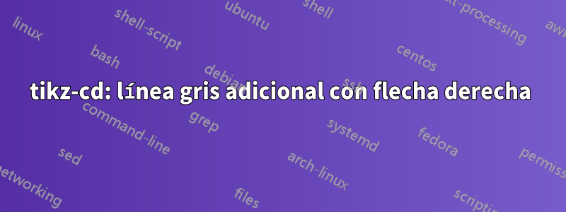 tikz-cd: línea gris adicional con flecha derecha