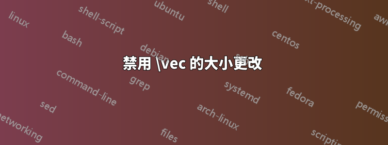 禁用 \vec 的大小更改