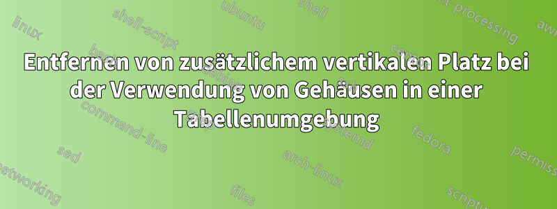 Entfernen von zusätzlichem vertikalen Platz bei der Verwendung von Gehäusen in einer Tabellenumgebung