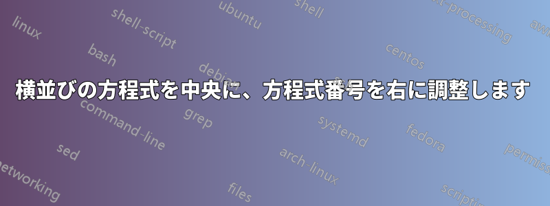 横並びの方程式を中央に、方程式番号を右に調整します