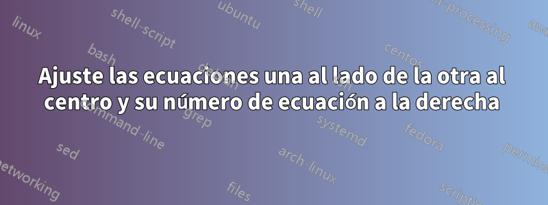 Ajuste las ecuaciones una al lado de la otra al centro y su número de ecuación a la derecha