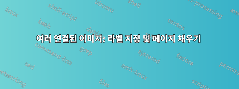 여러 연결된 이미지: 라벨 지정 및 페이지 채우기