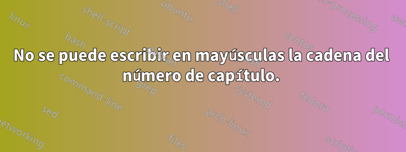 No se puede escribir en mayúsculas la cadena del número de capítulo.