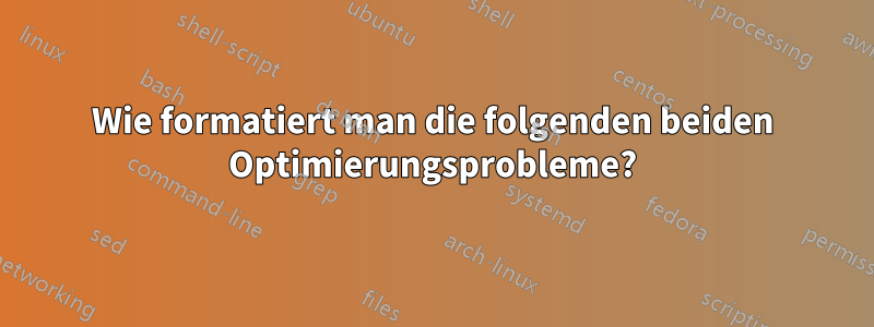 Wie formatiert man die folgenden beiden Optimierungsprobleme?