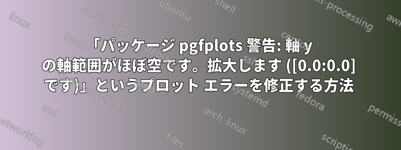 「パッケージ pgfplots 警告: 軸 y の軸範囲がほぼ空です。拡大します ([0.0:0.0] です)」というプロット エラーを修正する方法