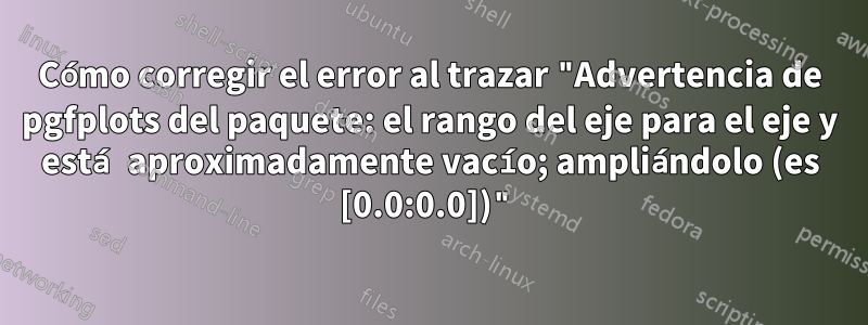 Cómo corregir el error al trazar "Advertencia de pgfplots del paquete: el rango del eje para el eje y está aproximadamente vacío; ampliándolo (es [0.0:0.0])"