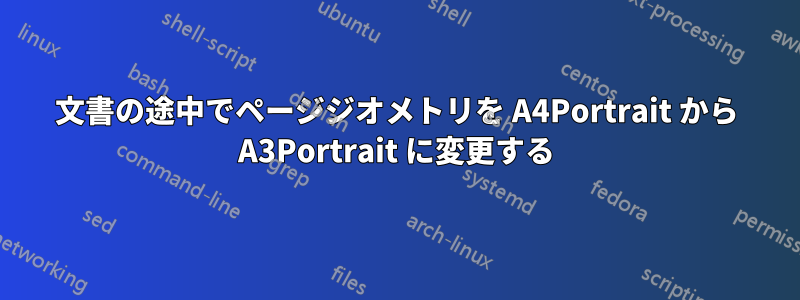 文書の途中でページジオメトリを A4Portrait から A3Portrait に変更する