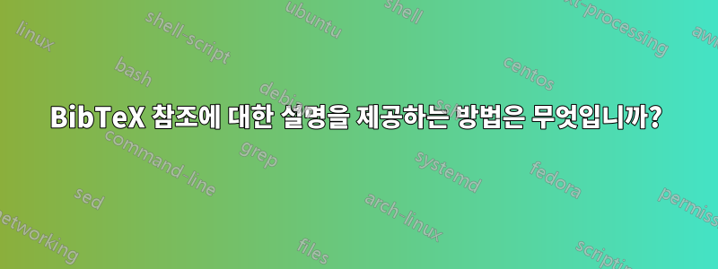 BibTeX 참조에 대한 설명을 제공하는 방법은 무엇입니까?