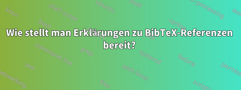 Wie stellt man Erklärungen zu BibTeX-Referenzen bereit?