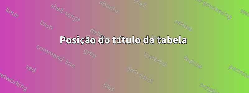 Posição do título da tabela