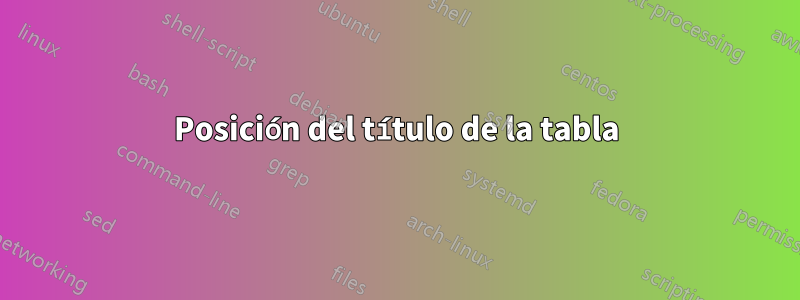 Posición del título de la tabla