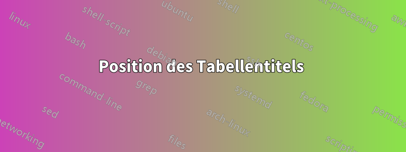 Position des Tabellentitels