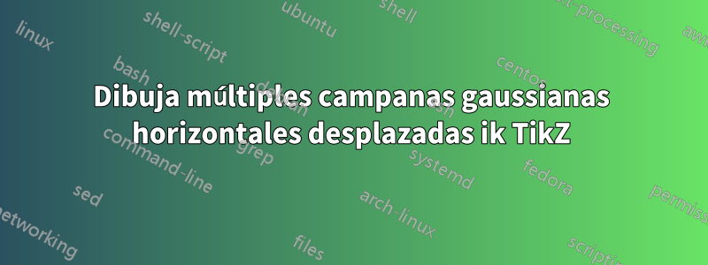 Dibuja múltiples campanas gaussianas horizontales desplazadas ik TikZ