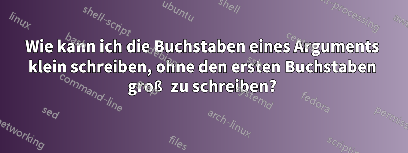 Wie kann ich die Buchstaben eines Arguments klein schreiben, ohne den ersten Buchstaben groß zu schreiben?