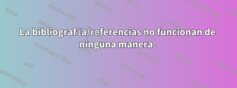 La bibliografía/referencias no funcionan de ninguna manera.