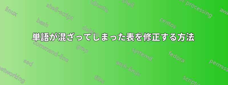 単語が混ざってしまった表を修正する方法