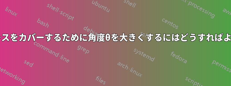 より広いスペースをカバーするために角度θを大きくするにはどうすればよいでしょうか?