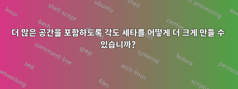 더 많은 공간을 포함하도록 각도 세타를 어떻게 더 크게 만들 수 있습니까?