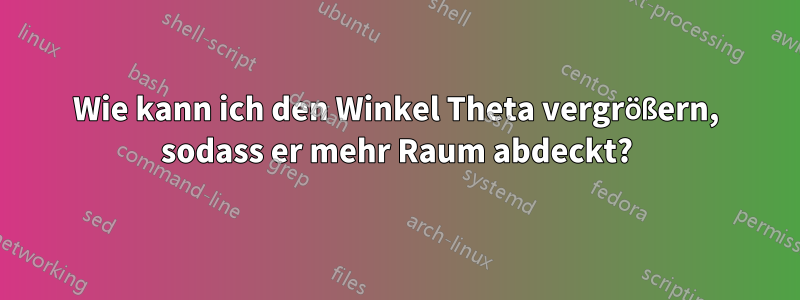 Wie kann ich den Winkel Theta vergrößern, sodass er mehr Raum abdeckt?