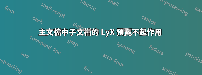 主文檔中子文檔的 LyX 預覽不起作用