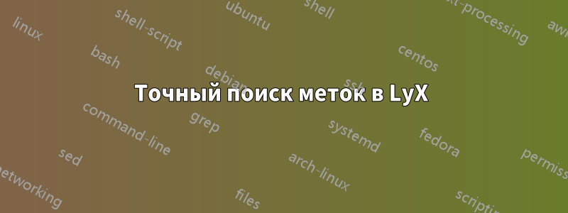 Точный поиск меток в LyX