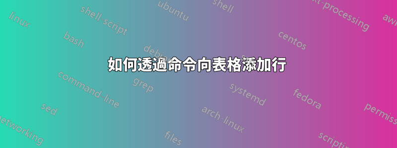 如何透過命令向表格添加行