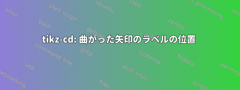 tikz-cd: 曲がった矢印のラベルの位置