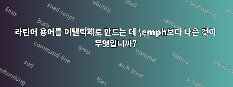 라틴어 용어를 이탤릭체로 만드는 데 \emph보다 나은 것이 무엇입니까?