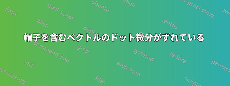 帽子を含むベクトルのドット微分がずれている