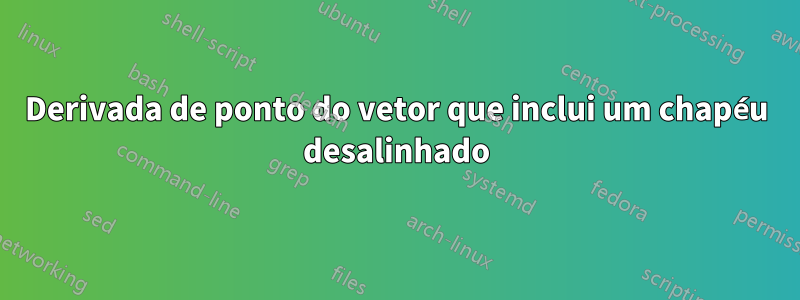 Derivada de ponto do vetor que inclui um chapéu desalinhado