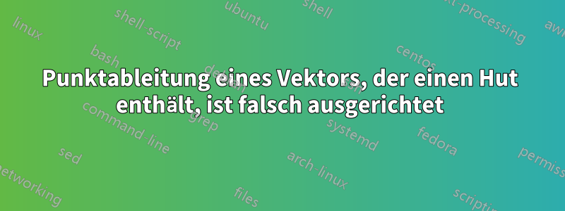 Punktableitung eines Vektors, der einen Hut enthält, ist falsch ausgerichtet