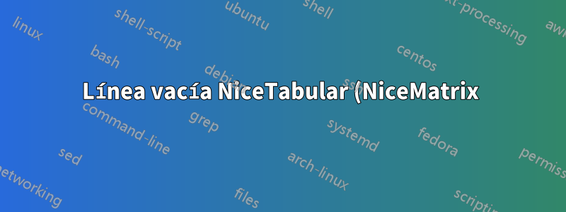 Línea vacía NiceTabular (NiceMatrix) sin reglas verticales
