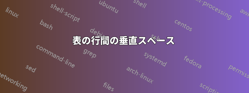 表の行間の垂直スペース